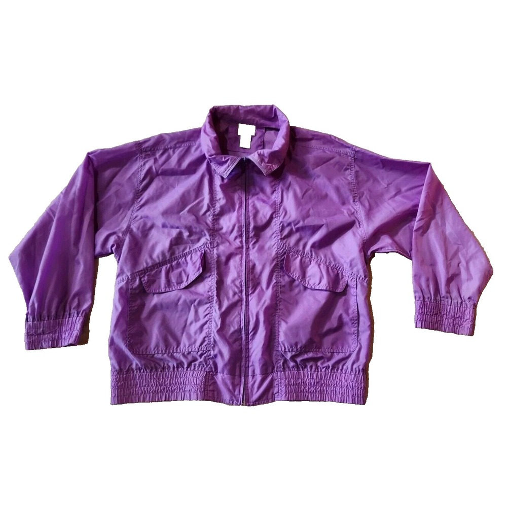 Vintage Purple Zip Up Windbreaker Haband For Her Womens Size Large Jacket 1990s
